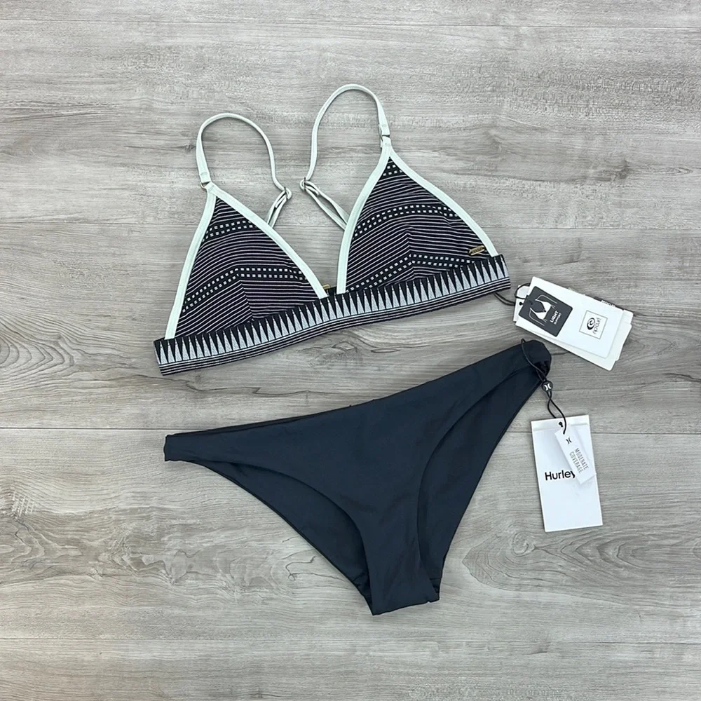 ☀️HURLEY☀️RIP CURL☀️SALTY DAZE BANDED TRI SURF BIKINI SET